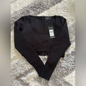 Herve Leger Black Fitted Crop Bodysuit